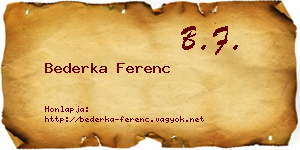 Bederka Ferenc névjegykártya