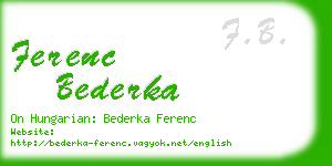 ferenc bederka business card